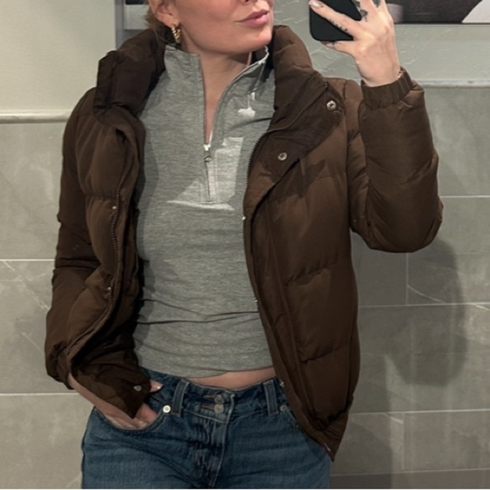 THREADBARE cropped puffer jacket in cocoa